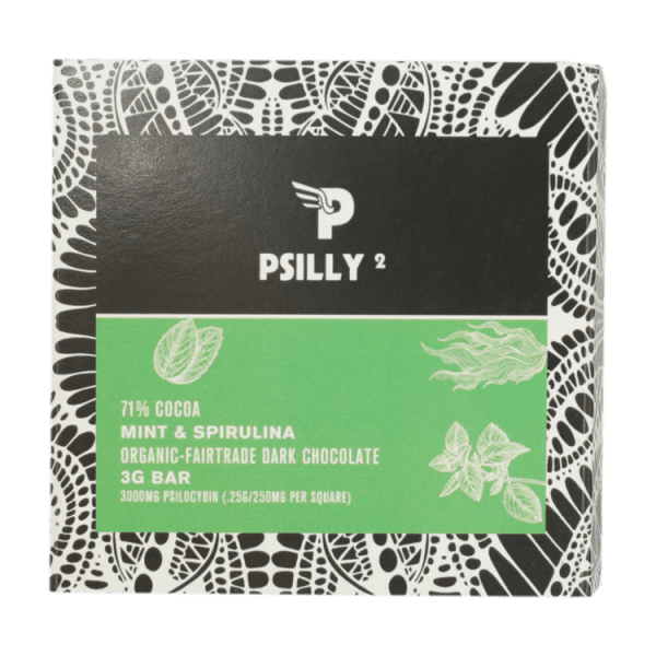 Psilly - Dark Chocolate Bar - Mint & Spirulina | Shrooms Near Me Canada